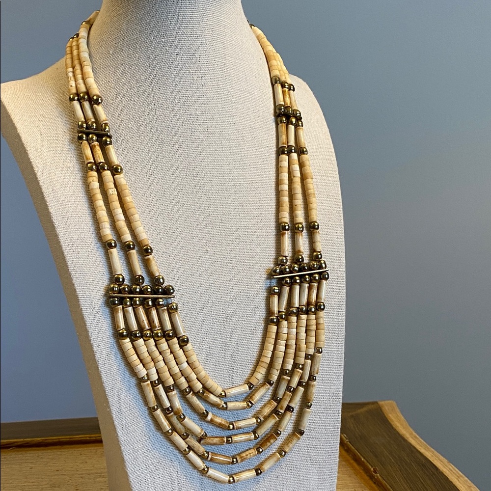 Vintage Bone Ivory Multi-Strand Necklace